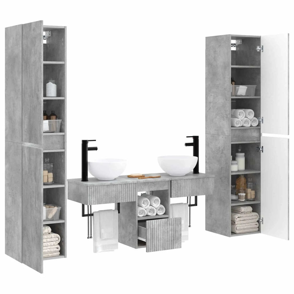 Set di mobili per il bagno 5 pz Grigio Cemento 3406006