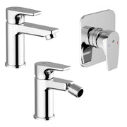 Set miscelatore lavabo bidet e doccia ad incasso cromo lucido con piletta - Zyra