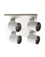 Modo Faretto da soffitto a 4 luci in pressofusione di alluminio colore Alluminio spazzolato, attacco GU10, design moderno per illuminazione d'interni