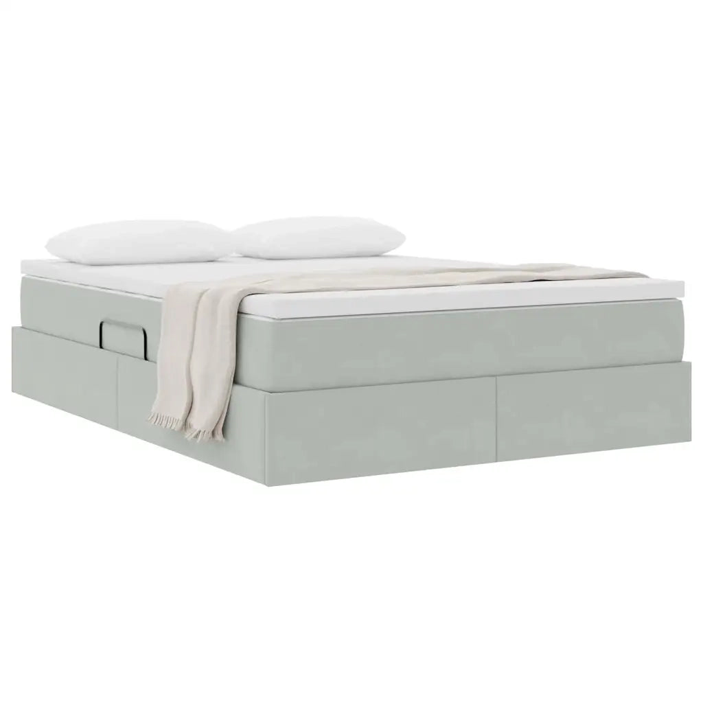 Letto con contenitore e materasso Grigio chiaro 140 x 200 cm