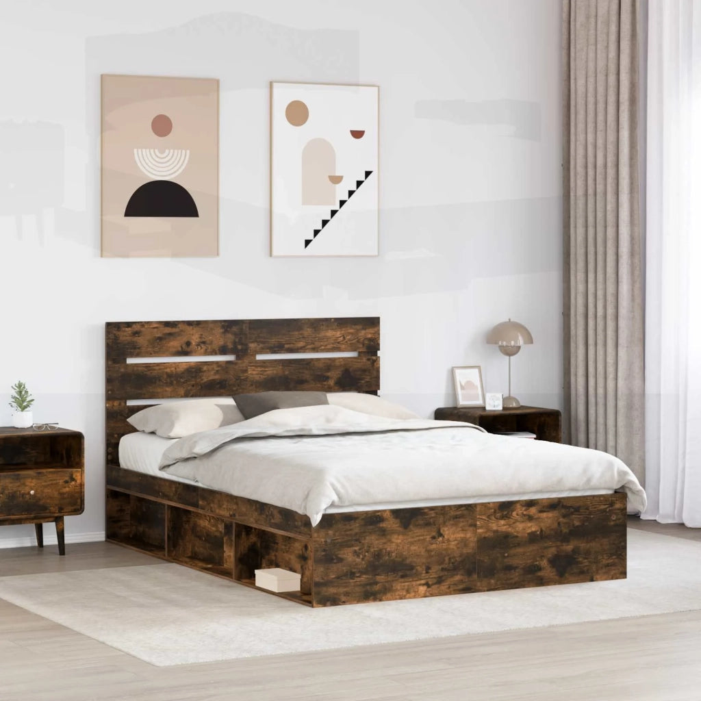 Struttura del letto Rovere fumé 140 x 190 cm Pino massello 3411748