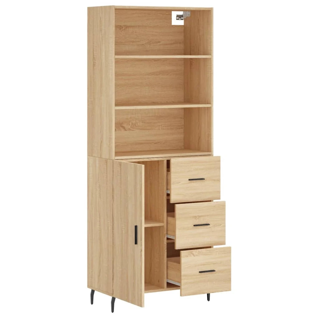 Buffet credenza cassettiera armadio mobile contenitore organizer cucina soggiorno salotto rovere Sonoma alto 69,5 x 34 x 180 cm legno ingegnerizzato marrone 02_0034109