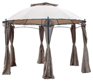 Gazebo da Giardino Ø 350 cm in Acciaio Bauer Beige