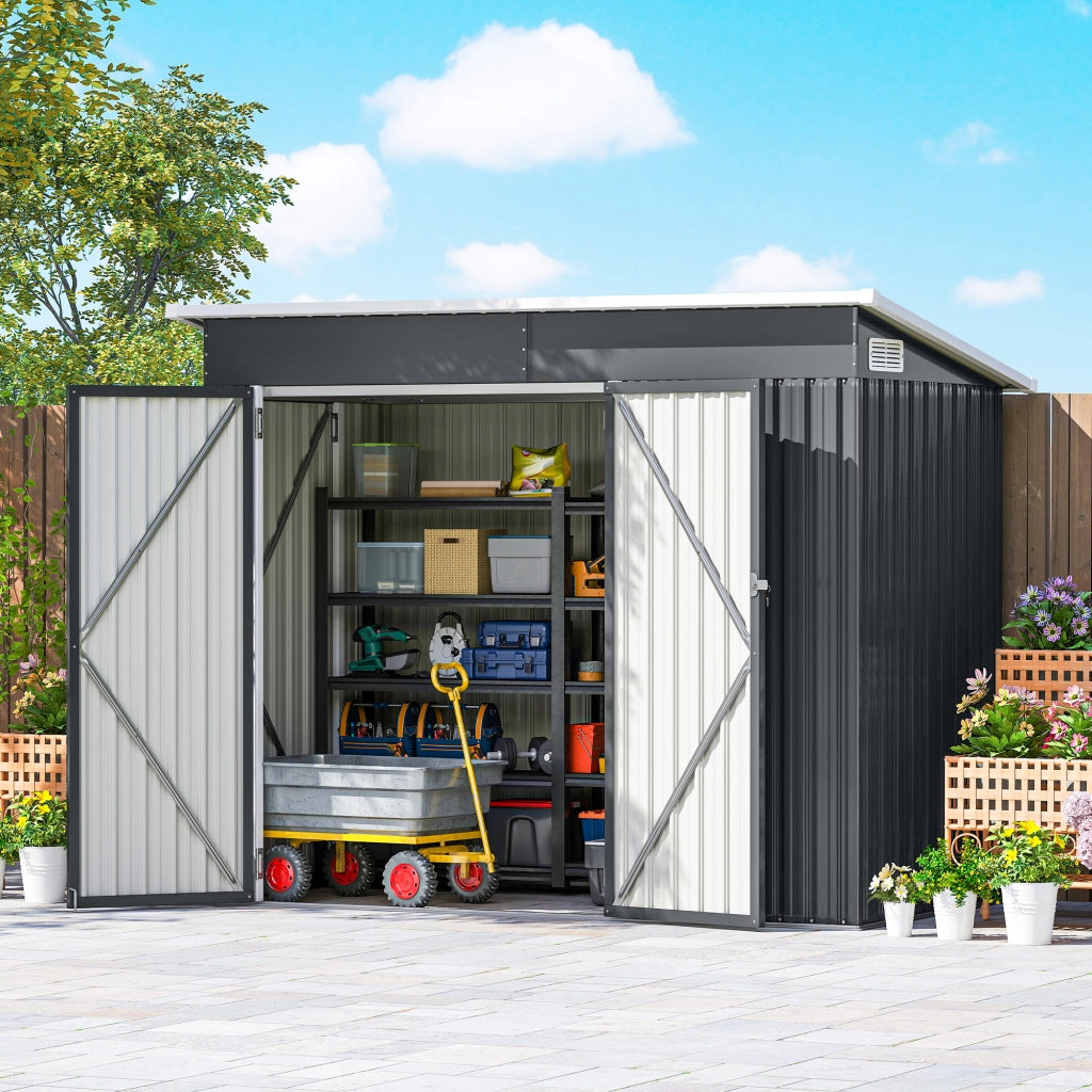 Casetta da giardino in metallo ¨C Xylo ¨C 234x132x185cm grigio con tripla porta