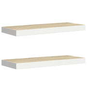 2 pz Scaffali a Parete | Ripiano a parete | Mensole a Parete Rovere e Bianco 60x23,5x3,8 cm in MDF