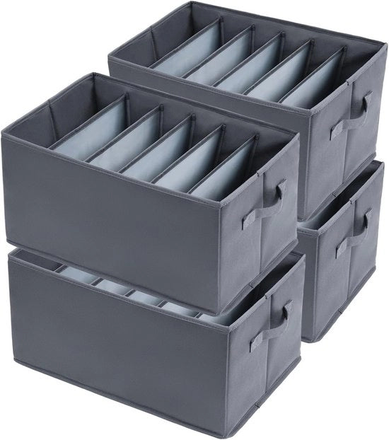 Organizzatore di carreggiata 4 pezzi con 6 cassette per jeans, camicie e sciarpe - 43 x 30 x 25 cm