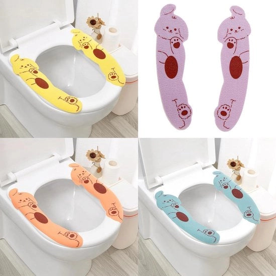 Sedili WC morbidi 4 paia con forma di gatto, cuscini per il water hermeneutici con schiuma TPR all'indietro con colla.
