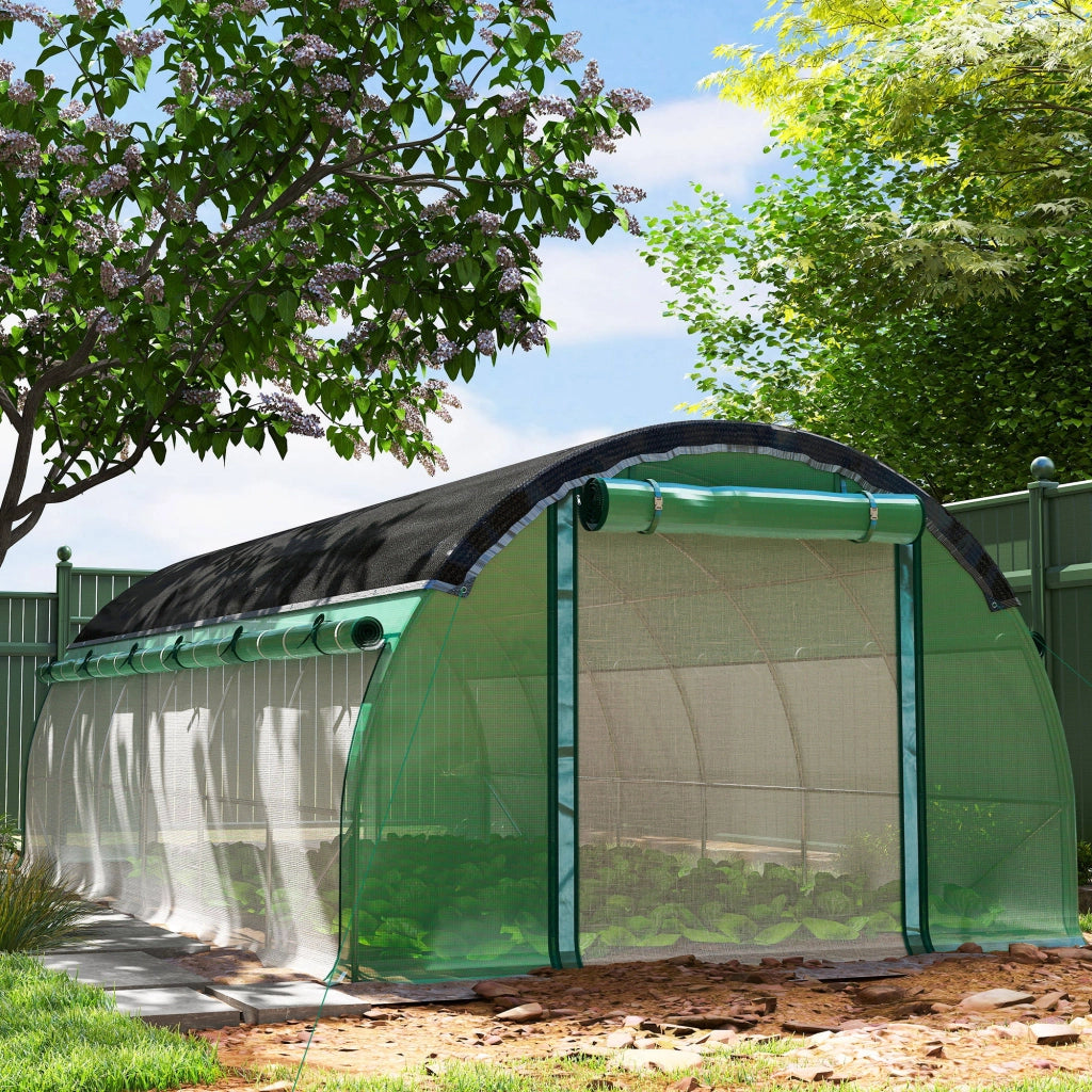 Serra Tunnel da Giardino 6x3x2m ¨C Xylo ¨C Struttura in Acciaio con Telo Plastica e Rete Ombreggiante Verde