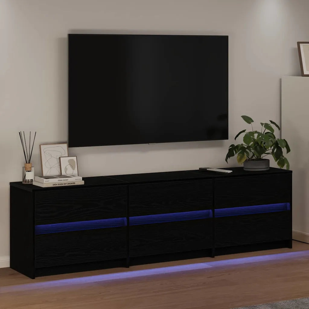 Unità TV 2 pcs Rovere Nero 180 x 34 x 50 cm Legno multistrato