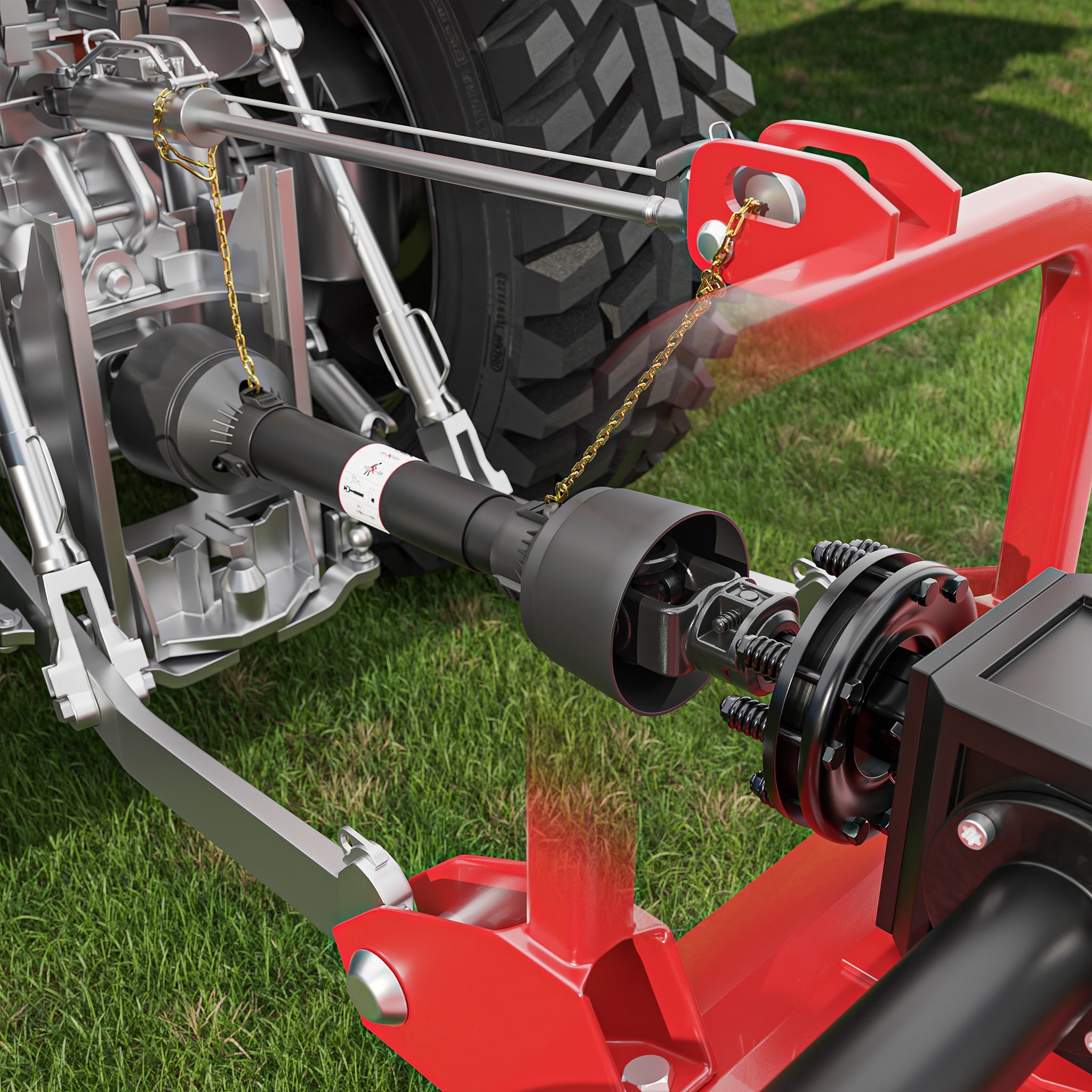 Frizione per albero cardanico scanalato a 6 denti Filetto esterno e interno 1 3/8" Max 1200Nm Nero