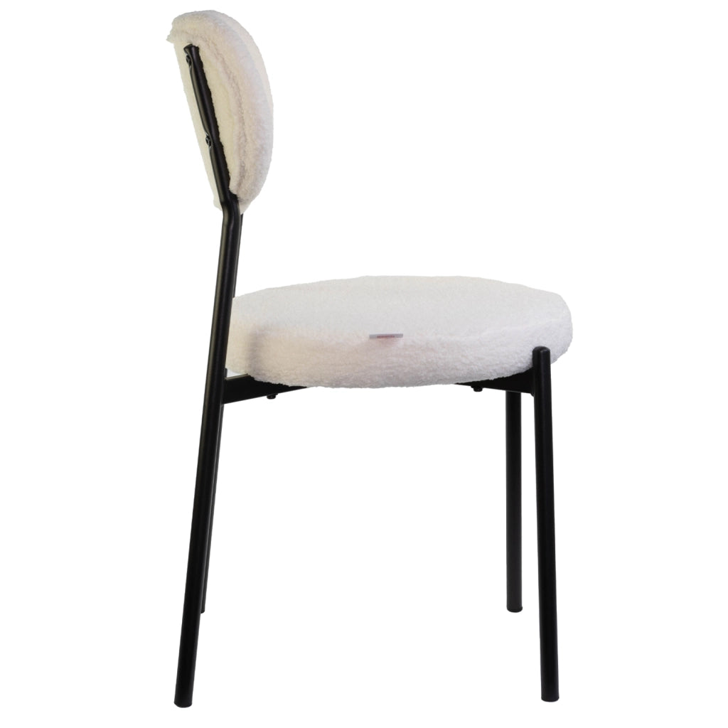Marvin Sedia Chicago Teddy con Struttura in Metallo Nero Seduta Imbottita in Morbido Cotone Bouc X4 CHICAGO TEDDY BIANCO