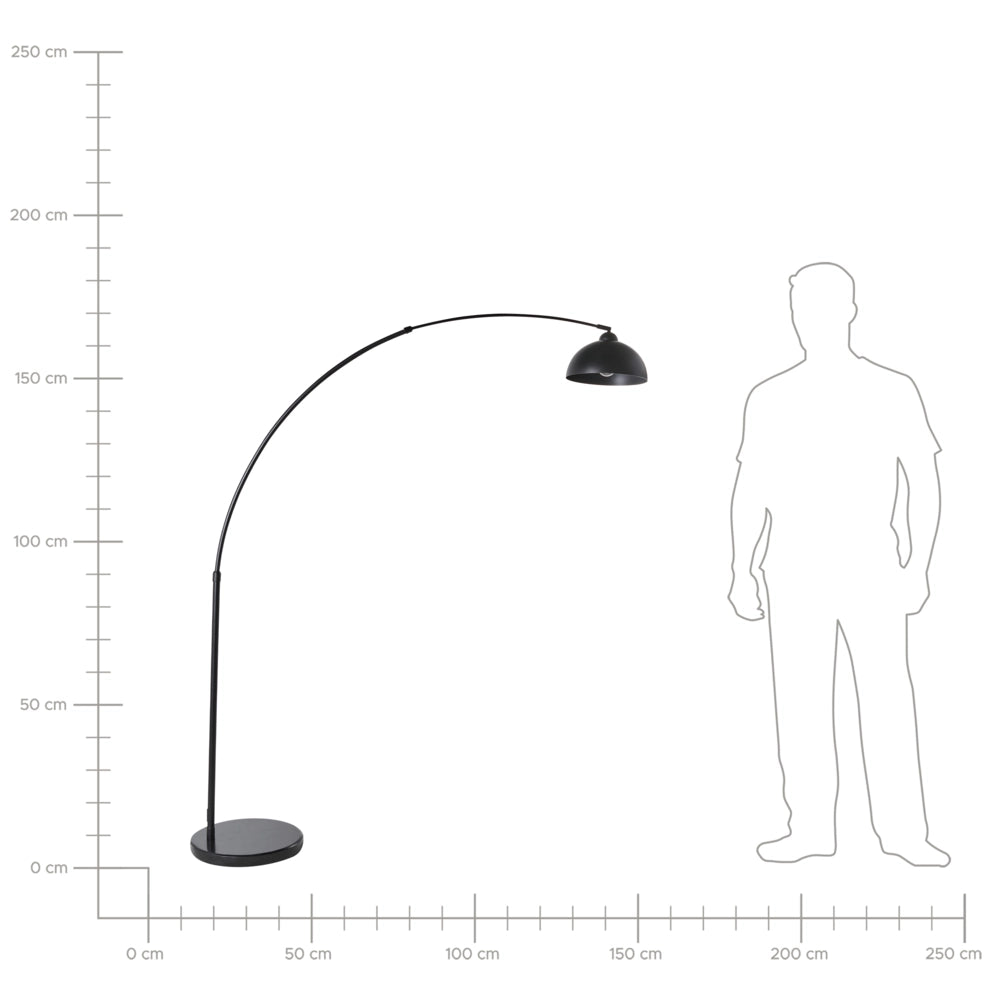 Lampada da terra a braccio struttura in metallo e paralume regolabile nero in stile moderno per soggiorno e camera da letto