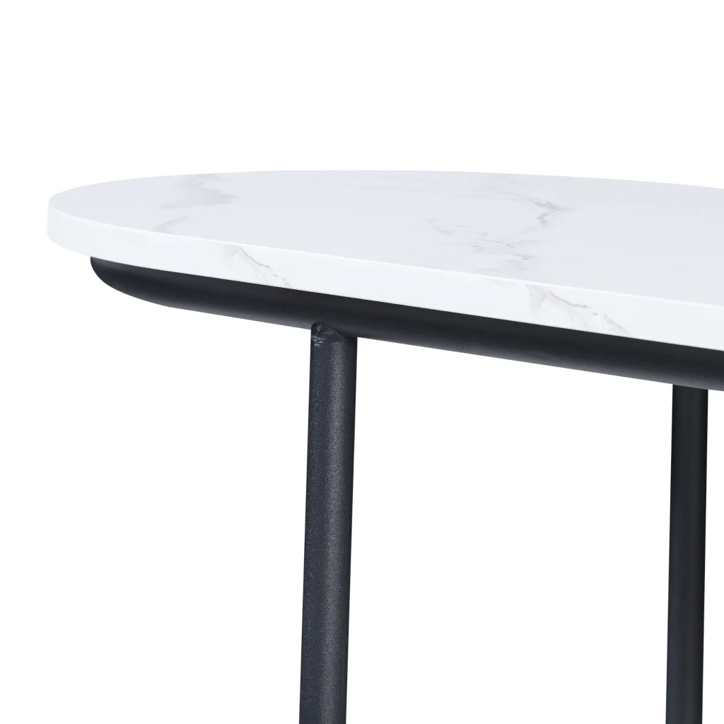 Tavolo consolle 120 x 40 x 75 cm MDF effetto marmo bianco 03_0010881