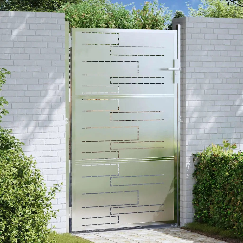 Cancello da giardino Argento 85 x 144 cm Acciaio inossidabile