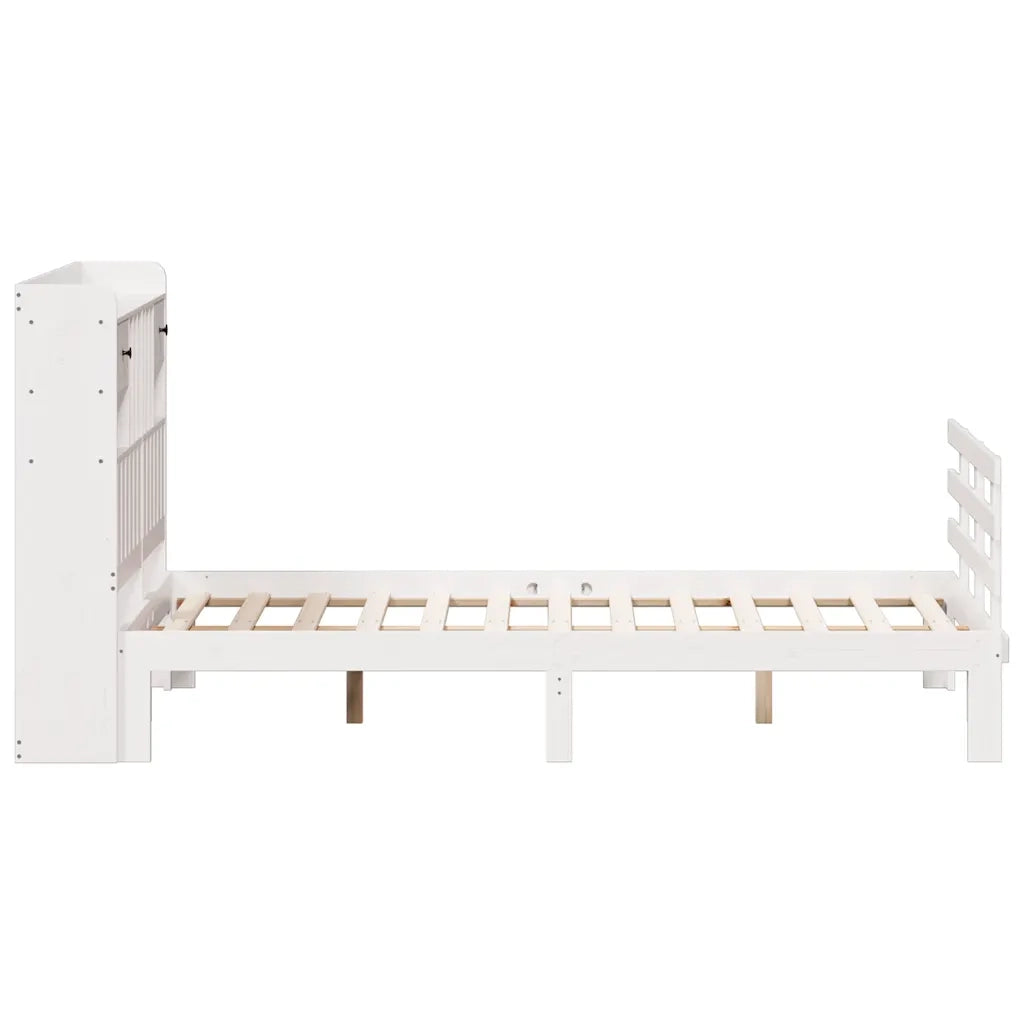 Letto Libreria senza Materasso Bianco 135x190 cm Legno di Pino 3322787