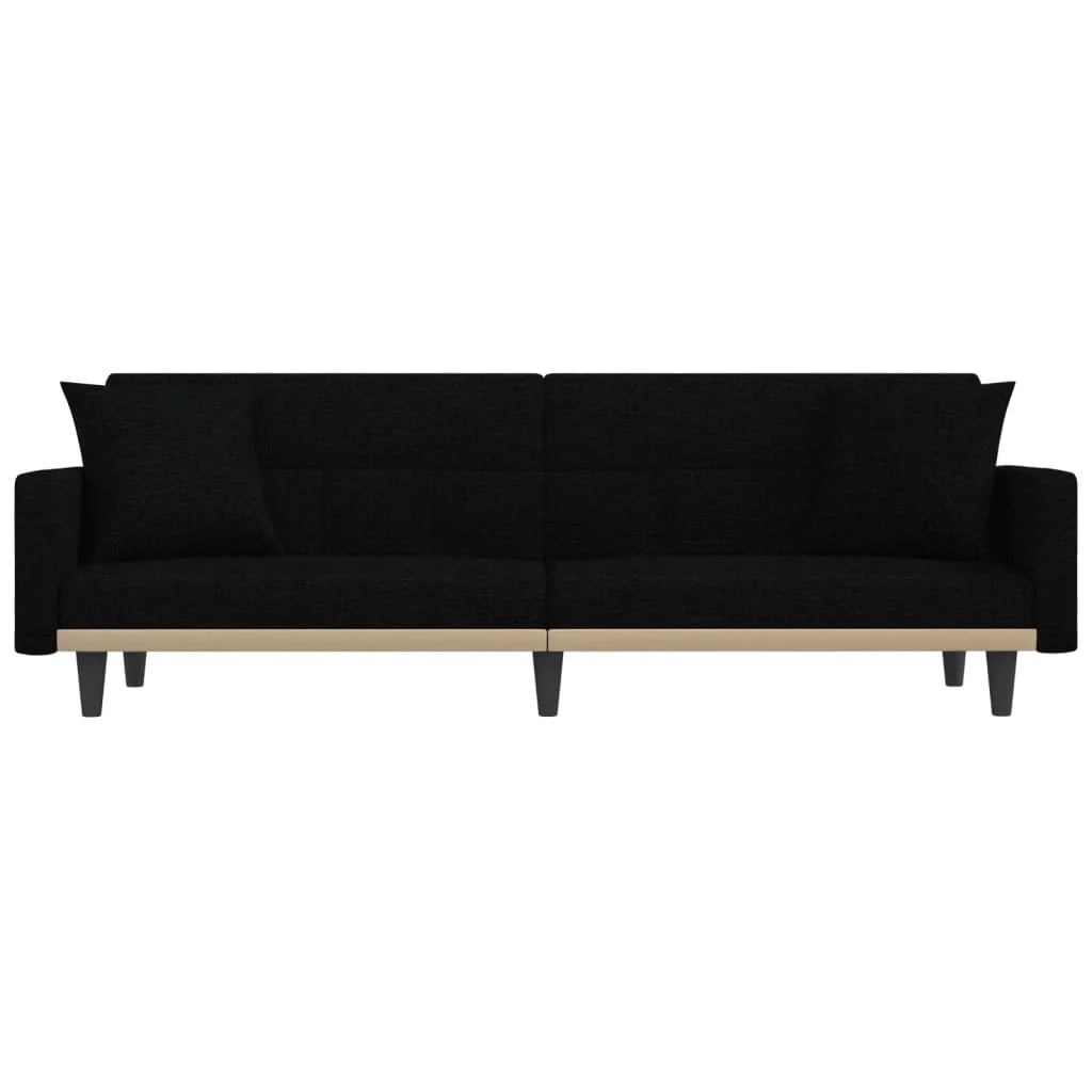 Divano letto con cuscini 220 x 100 x 53 cm tessuto nero 02_0019831