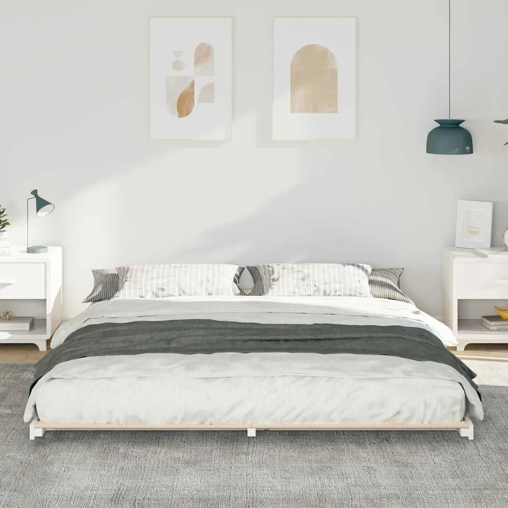 Struttura del letto Bianco 180 x 220 cm Pino massello 873137