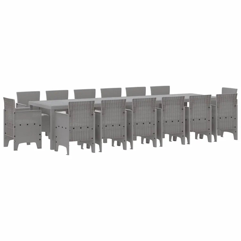 Set da Pranzo per Giardino 15 pcs Grigio chiaro Rattan Polt 3378649