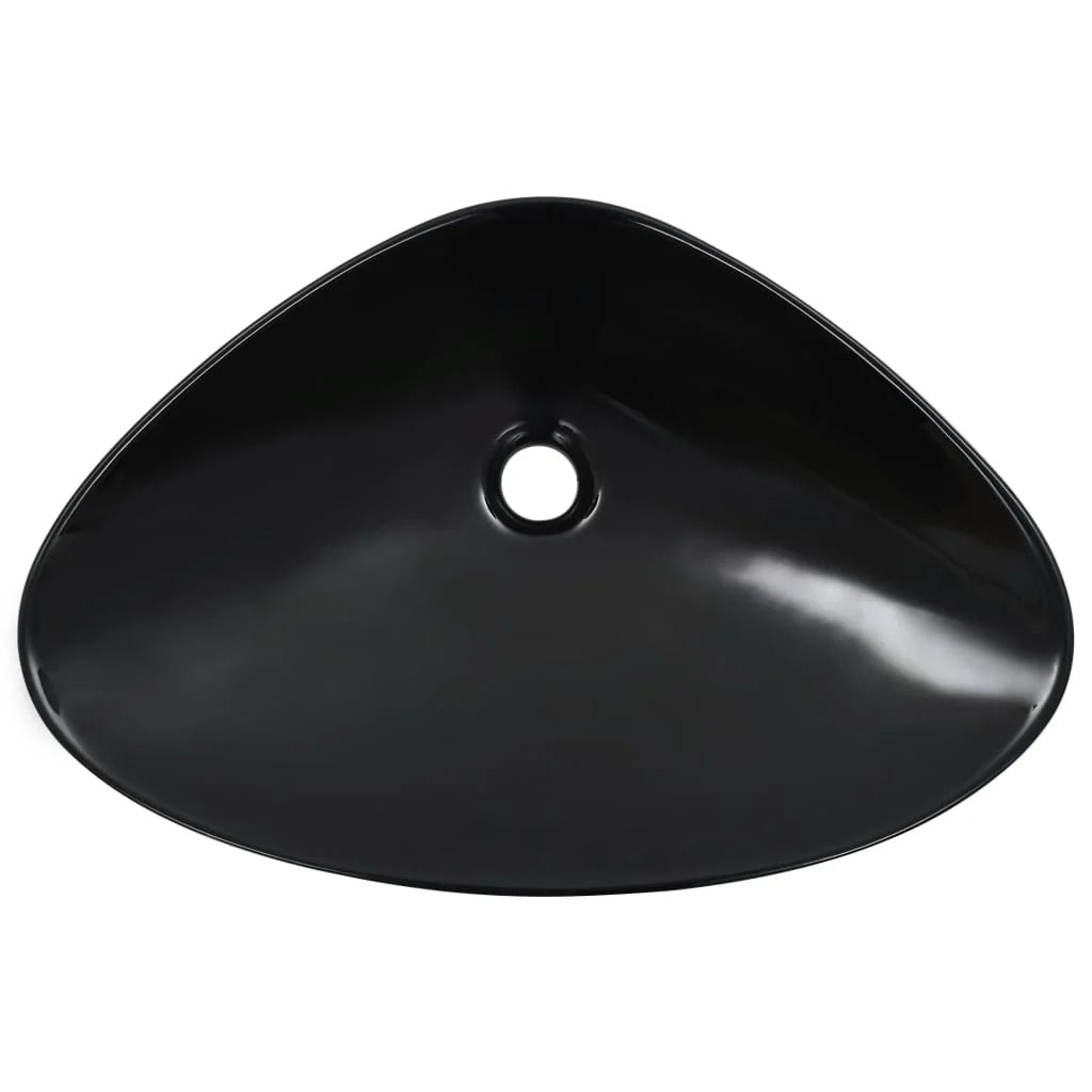 Lavabo da appoggio per l'interno del bagno cabina doccia cabina WC 58,5 x 39 cm ceramica nera 02_0002611