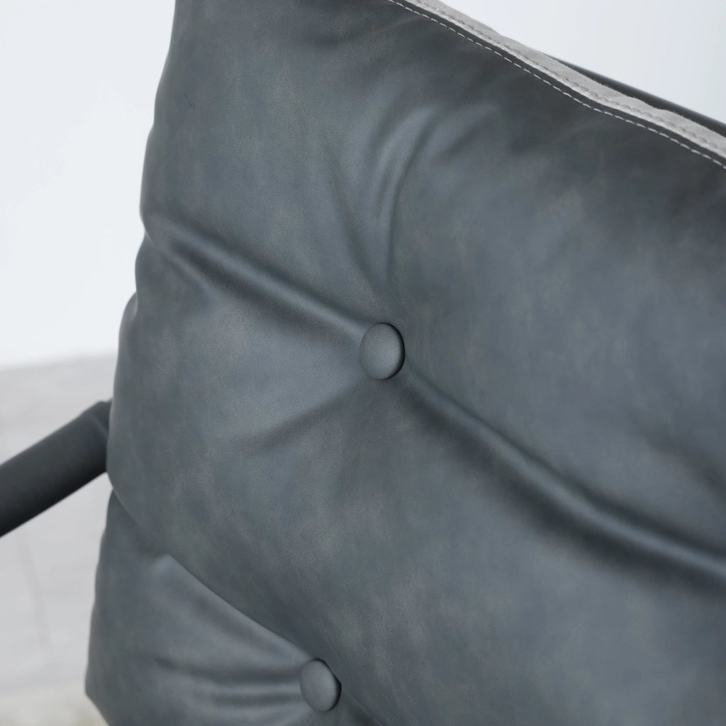 Poltrona da Soggiorno con Braccioli, Design Moderno di Metà Secolo, per Interni in Pelle e Metallo Nero