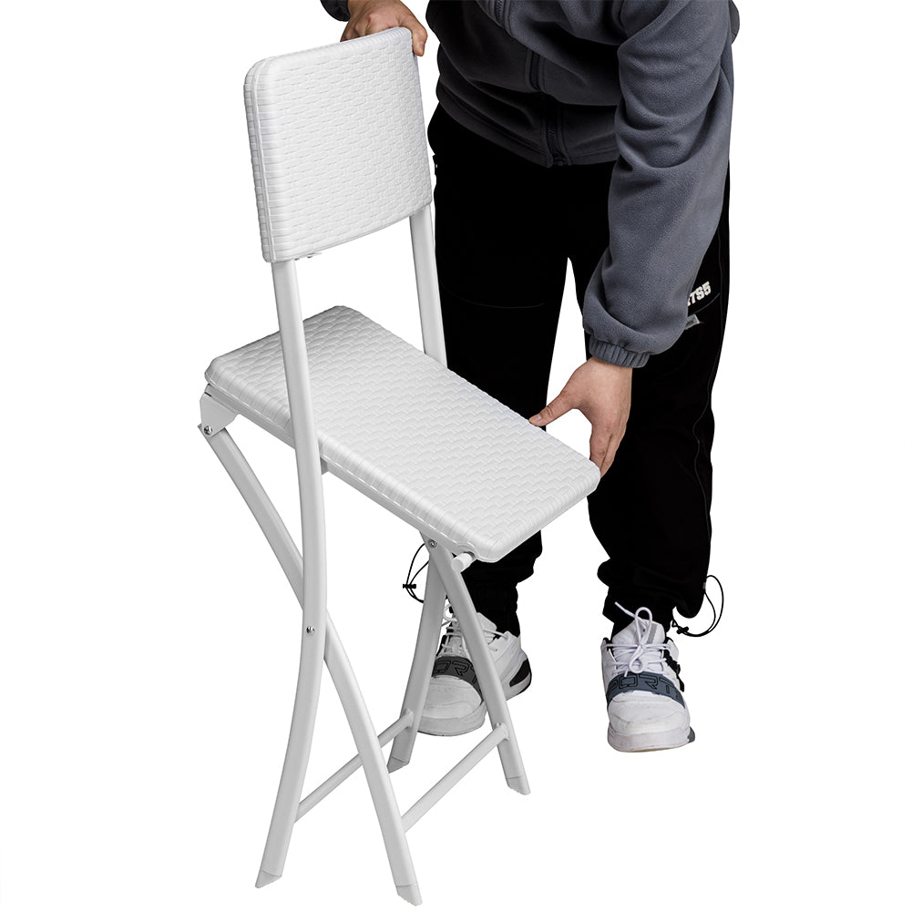 Set 2 Sedie da Giardino Pieghevoli in Polyrattan Bianco