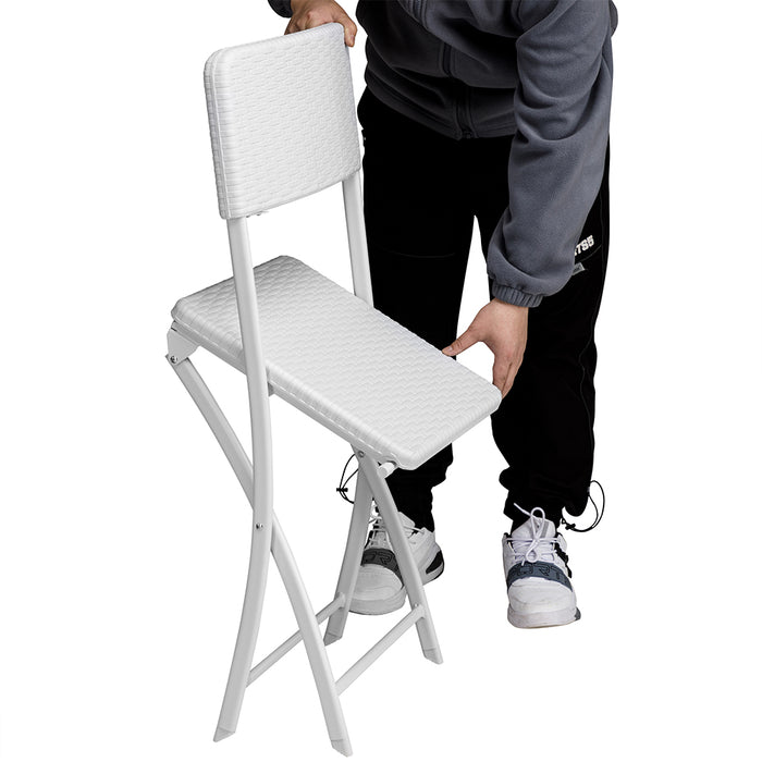 Set 2 Sedie da Giardino Pieghevoli in Polyrattan Bianco