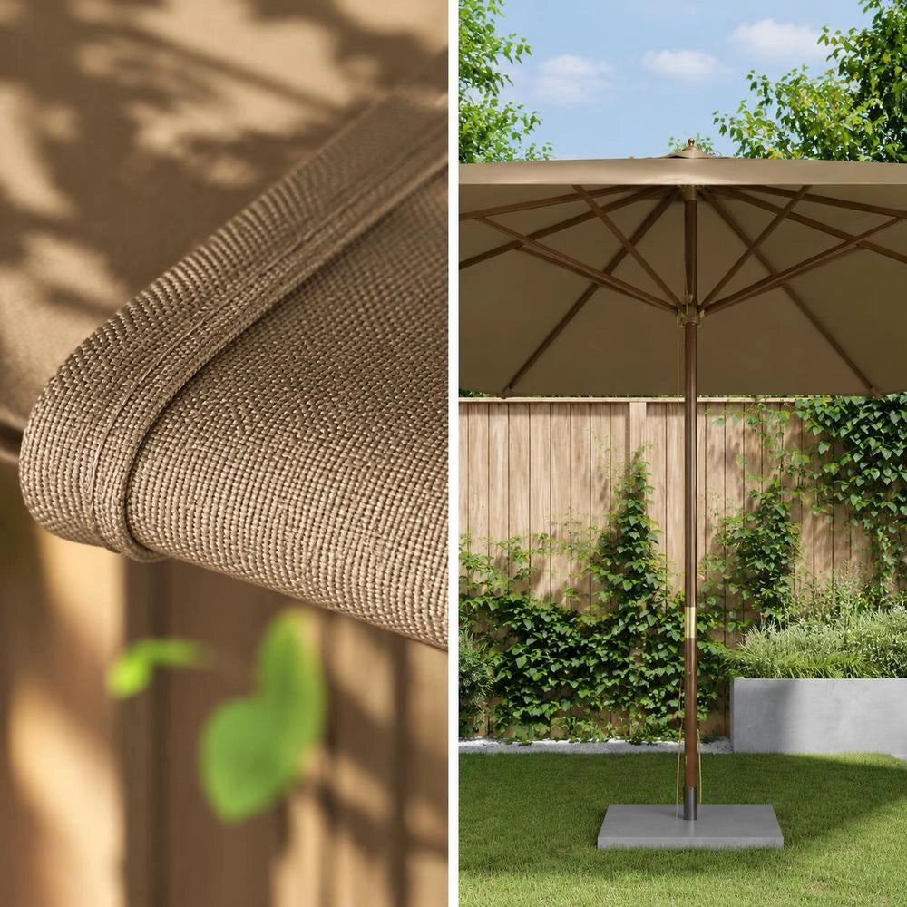 Parasol With Wooden Pole 350 Cm Taupe