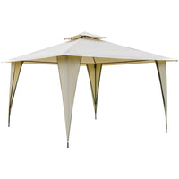 Gazebo da Giardino 3,5x3,5x2,7m in Metallo Doppio Tettuccio Beige