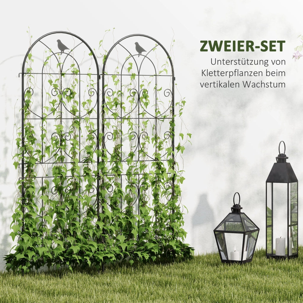 Supporto per piante rampicanti in metallo con design uccelli ¨C zephmum ¨C 2 pezzi 50x150 cm nero