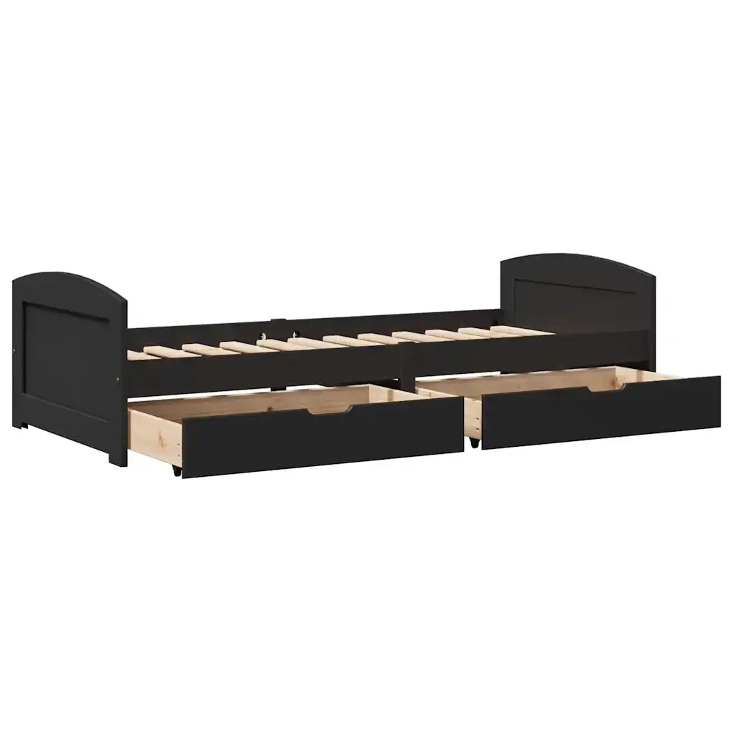 Dormeuse con 2 Cassetti senza Materasso-Divano Letto Nero 90x200 cm IRUN 911686