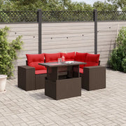 Set Divani da Giardino 5 pz con Cuscini Marrone in Polyrattan 3269144