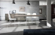 Tavolo fisso in rovere massello nodato finitura beton spessore 4 cm. misura l.250 p.100 h.75 (1670) - Mobili 2G