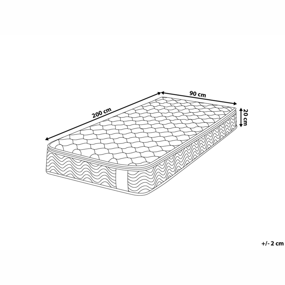 Materasso a molle di misura singola 90 x 200 cm in memory foam spesso e confortevole per la camera da letto