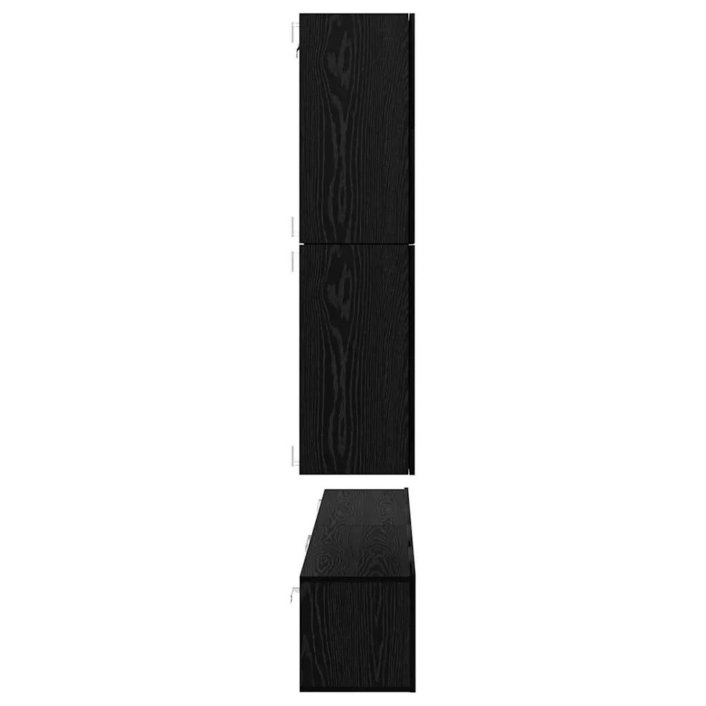 Set mobile TV 8 pz-Credenza per TV Rovere Nero Legno multistrato 424637