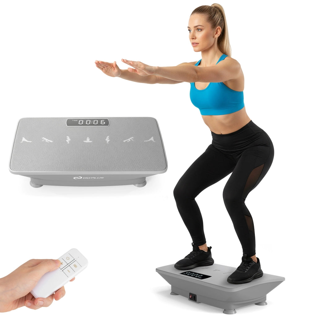 Pedana vibrante per casa 10 livelli di velocit¨¤ modalit¨¤ sensore di gravit¨¤, Piattaforma fitness oscillante Grigio