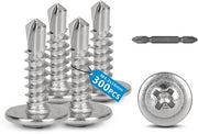 Viti Selfaute 300 pezzi - M4,2 x 16 mm - Testa Piana - Acciaio Inossidabile - Viti a Boccola - Per Legno/PVC