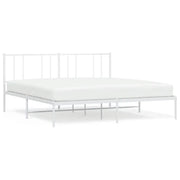 Letto matrimoniale | Letto per adulti | Giroletto con Testiera Metallo Bianco 193x203 cm