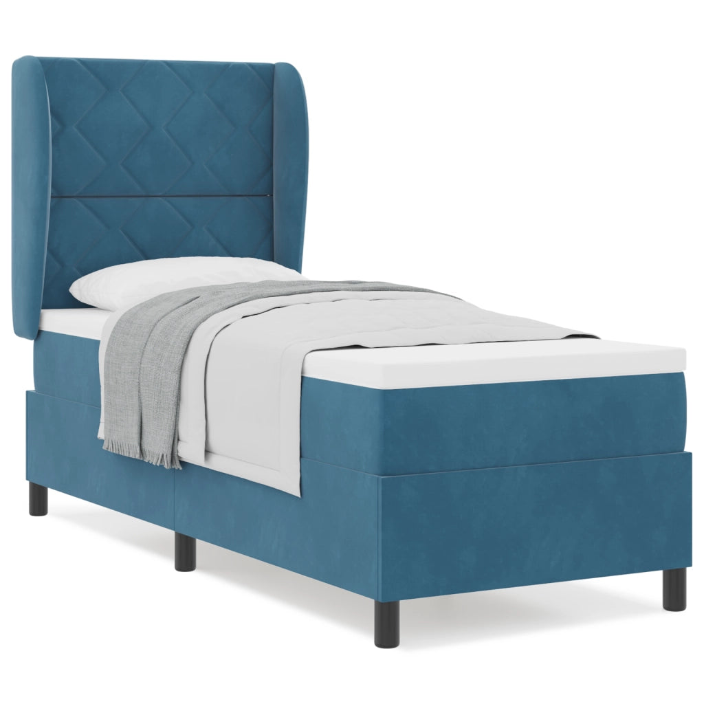 letto a box con materasso  Blu scuro 80x200 cm Velluto