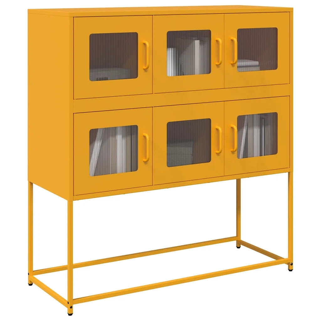 Credenza-Buffet-Armadio da cucina Giallo Senape 100,5x39x107cm Acciaio Laminato Freddo 633928