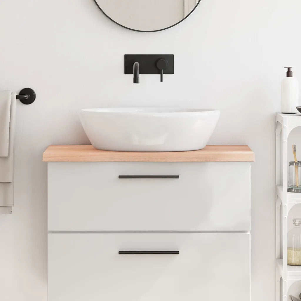 Piano Bagno 80x40x(2-4) cm in Legno Massello Non Trattato 3156021