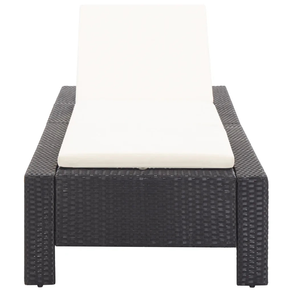 Lettino Prendisole con Cuscino Nero in Polyrattan 46234