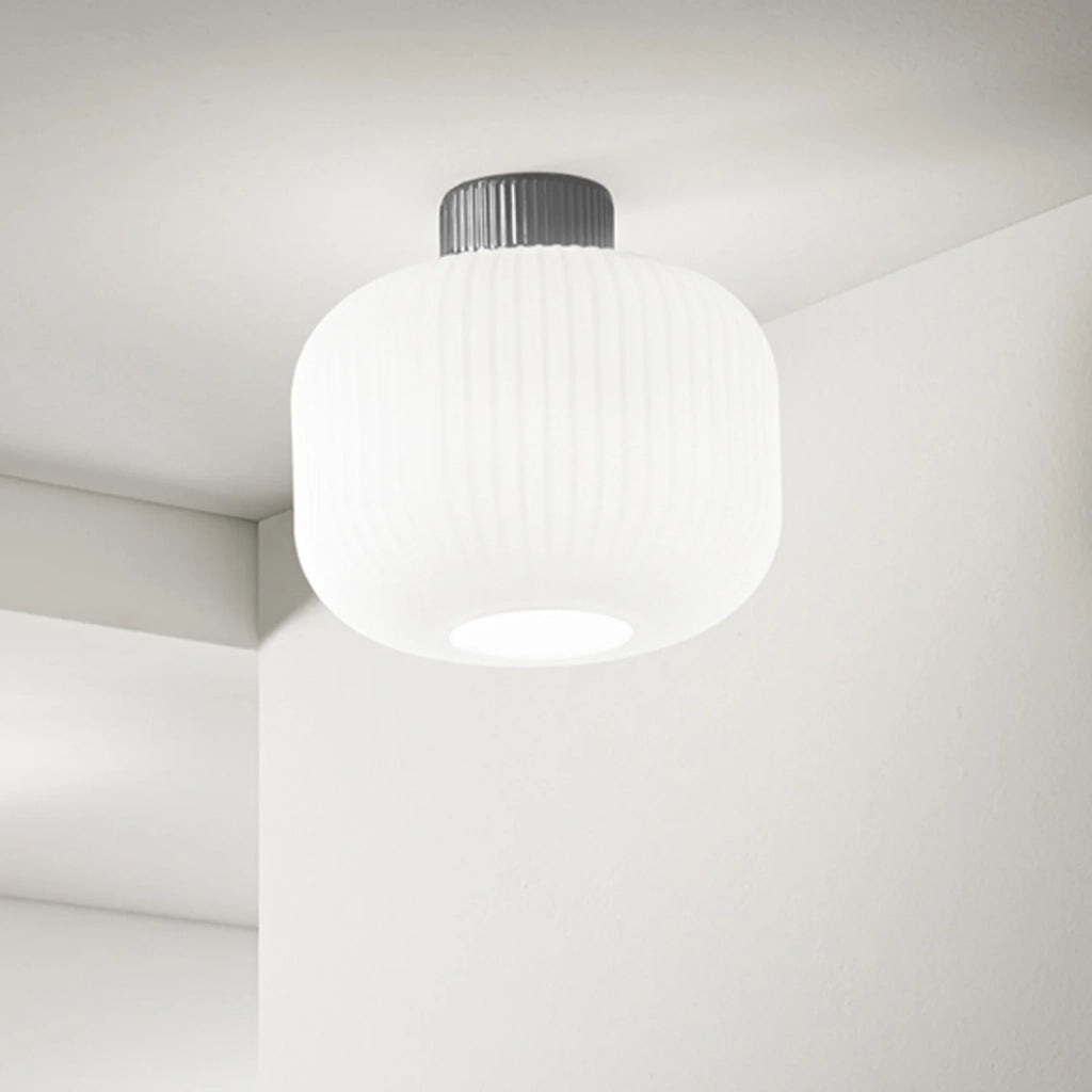Plafoniera Contemporanea Lucerna Metallo Ceramica Bianco 1 Luce E27 Ip20