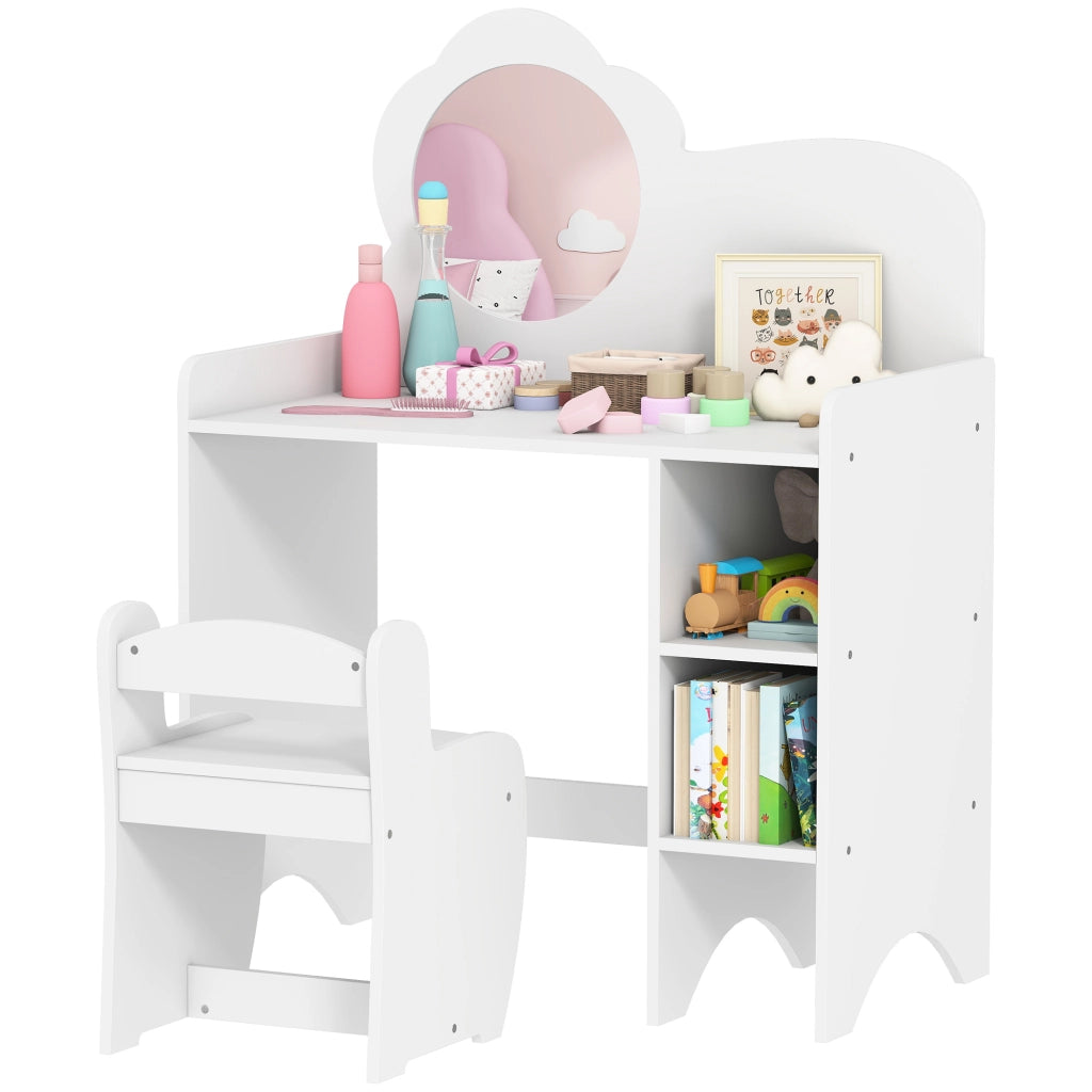 Scrivania Bambini con Specchio e Sgabello ¨C Minimal ¨C Bianco 90x50x