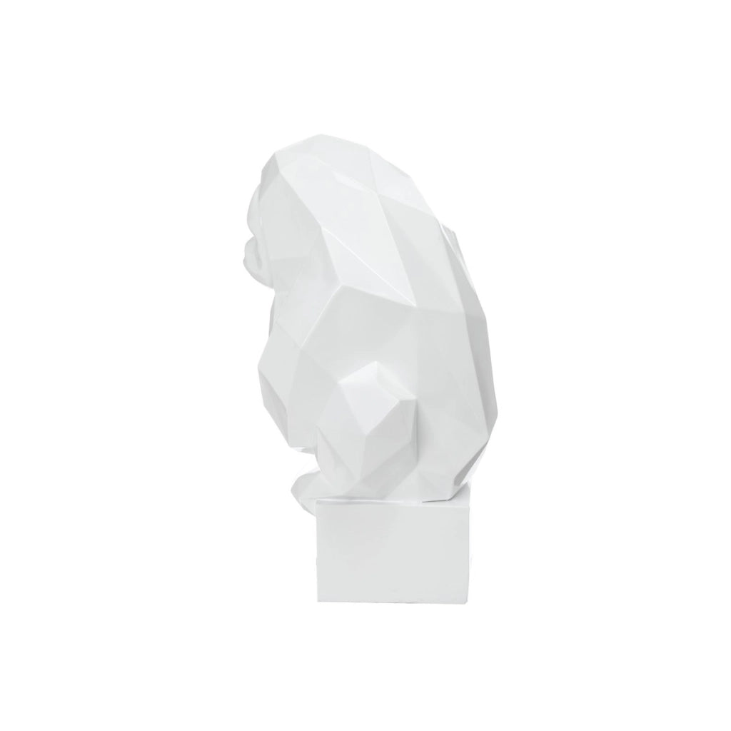 Scultura decorativa Kenya Gorilla in resina bianca