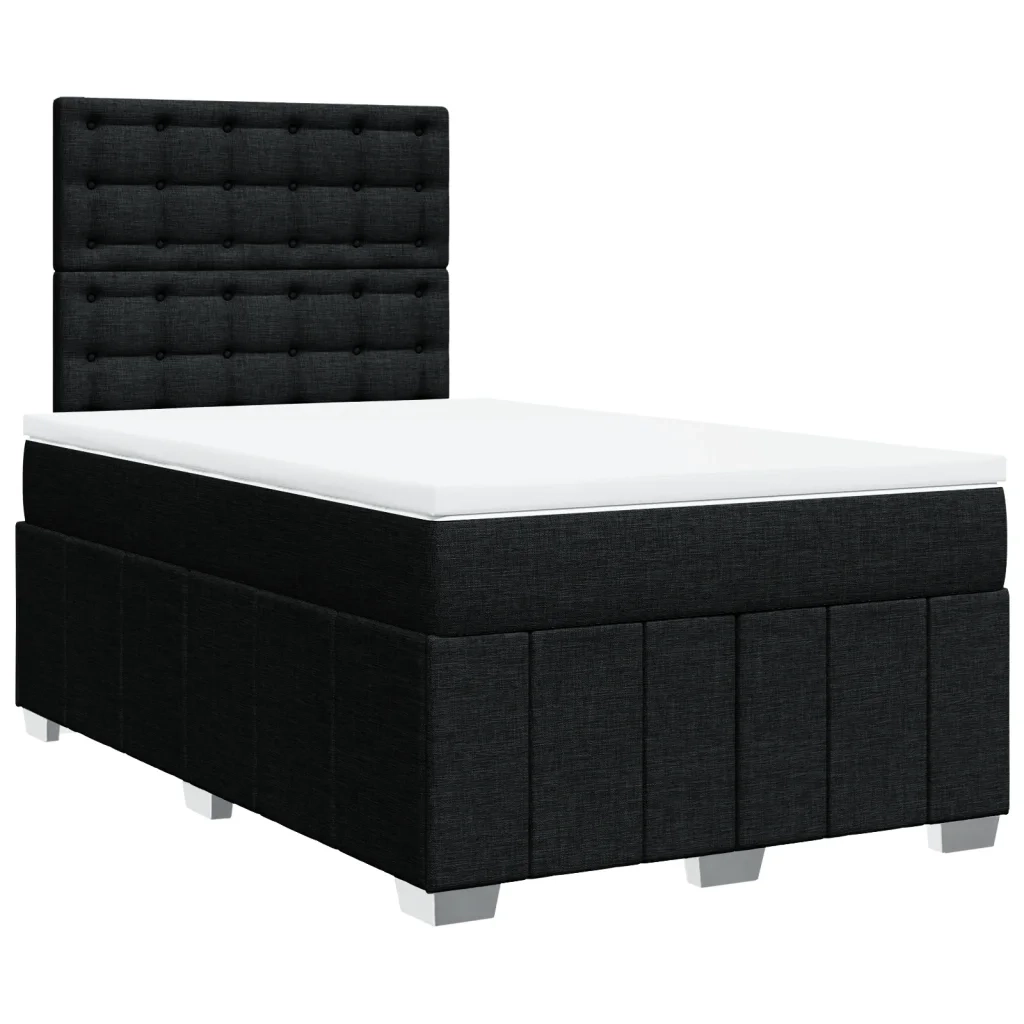 Giroletto a Molle con Materasso Nero 120x200 cm in Tessuto