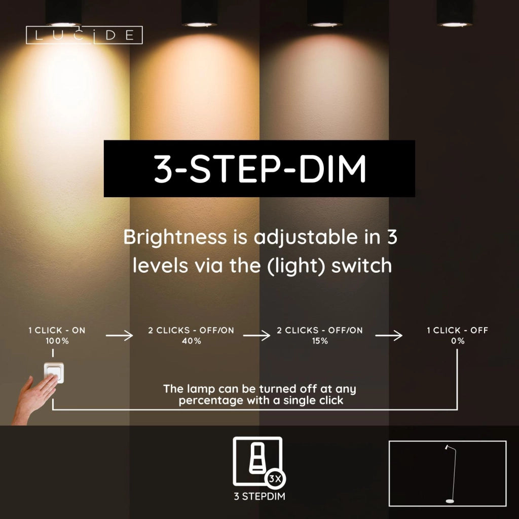 Lampada da terra LED 3W bianca senza fili Lucide Stirling
