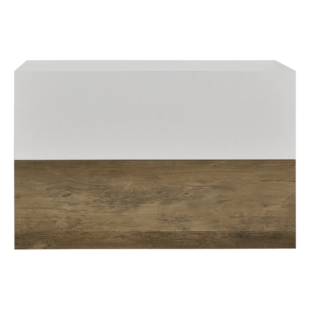 Set di due mensole da parete per camera da letto con 2 cassetti effetto legno bianco opaco 46 ​​x 30 x 15 cm 03_0007098