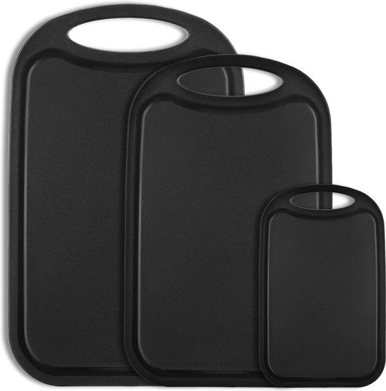 Set di tagliaplatto in plastica da 3 per la cucina, tagliaplatto per carne, verdure, frutta, un tagliaplatto con manico Easy-Grip, gruppo per il succo, resistente al lavastoviglie