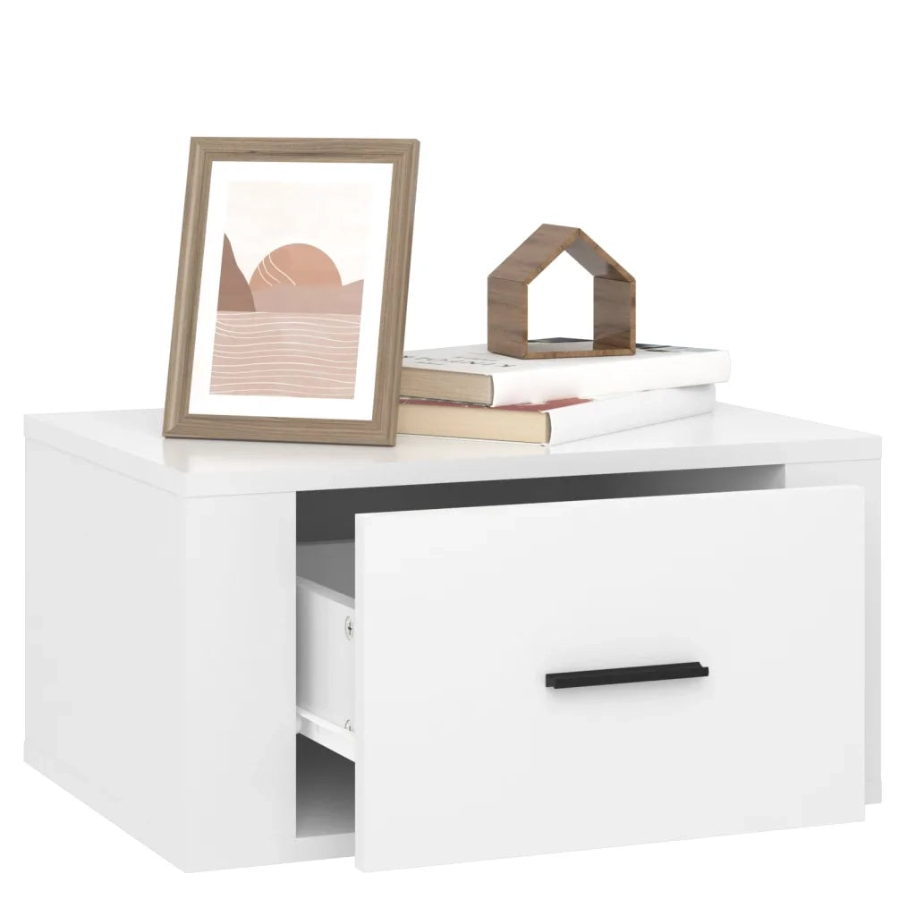 Comodini a Muro 2 pz-Set di 2 Tavolino da notte Bianco Lucido 50x36x25 cm