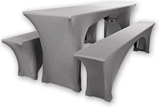 Set di tovagliette per tavolo da birra, con 3 pezzi, in materiale stretch, per tavoli da birra di 70 cm o 50 cm di larghezza, certificati Öko-Tex Standard 100, colore antracite, 50 x 220 cm